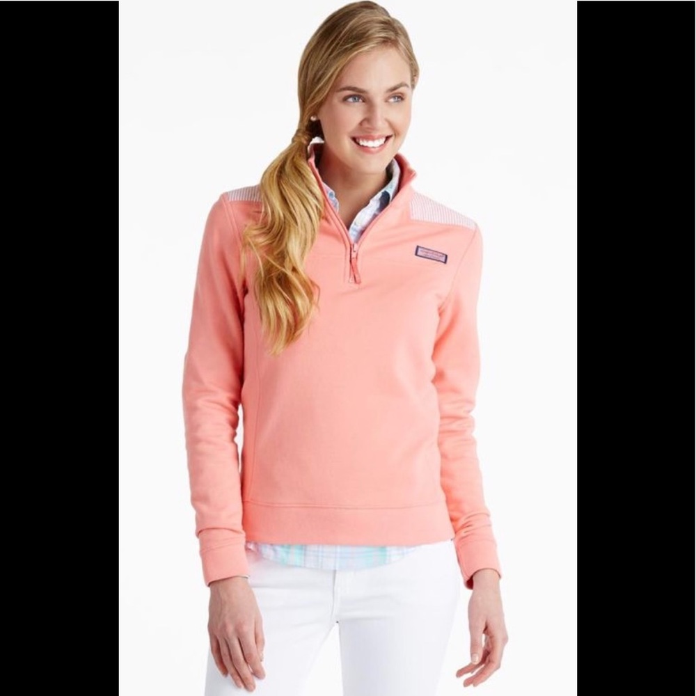 Vineyard Vines pink with eyelet quarter zip.